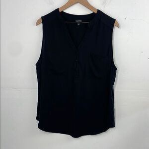 Torrid Black Sleeveless Blouse V Neck Button Closure Swmi sheer size 2X